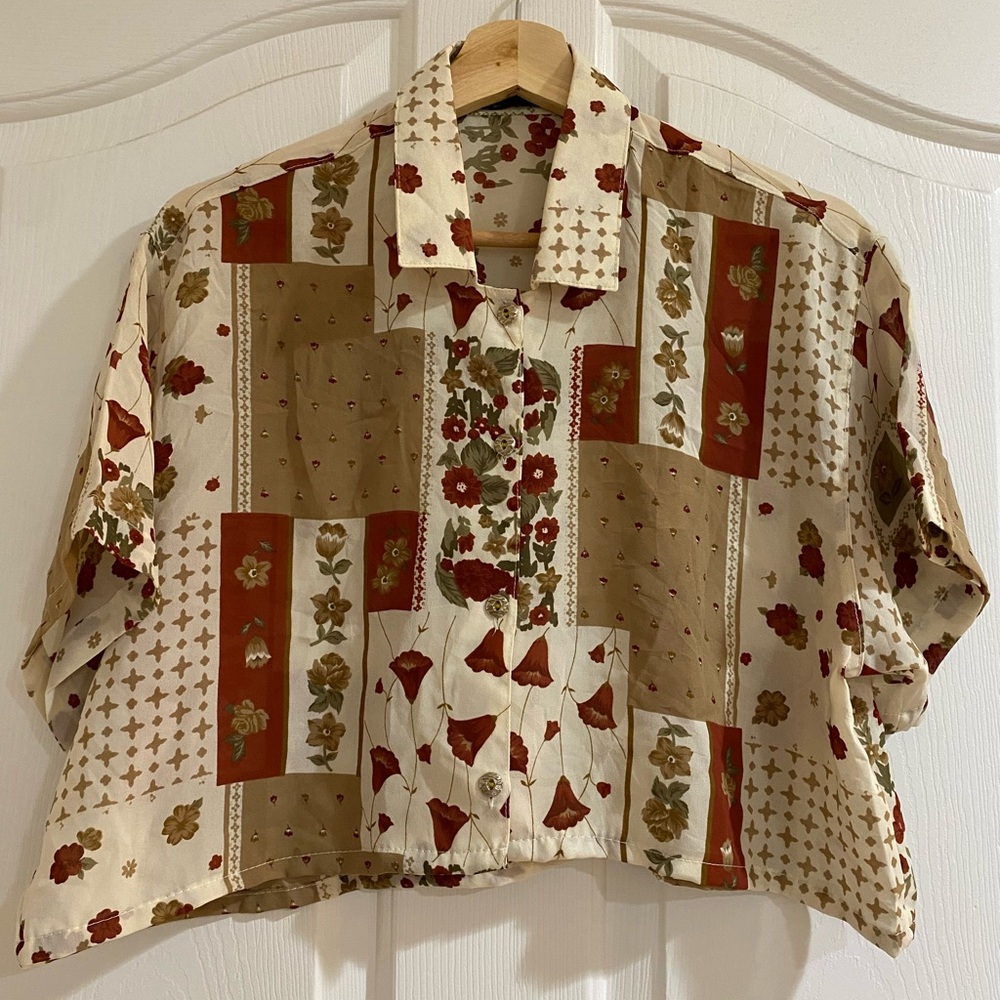 Floral Patchwork Short Sleeve Shirt